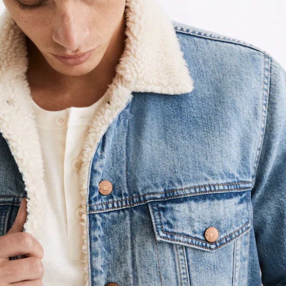 Madewell Men’s Sherpa Classic Jean Jacket Medium - Picture 3 of 16